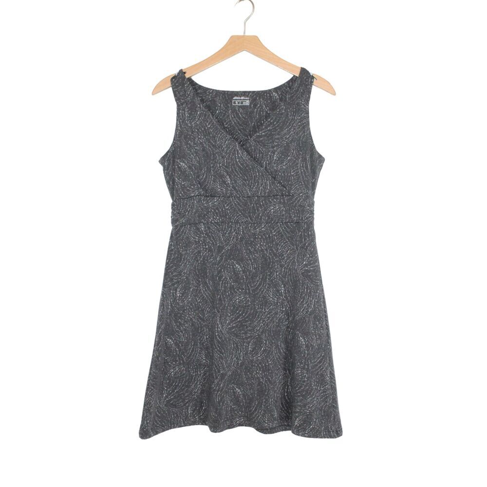 Eddie Bauer women's Dress Size PS Gray Stretch Mini V-neck Faux Wrap Active
